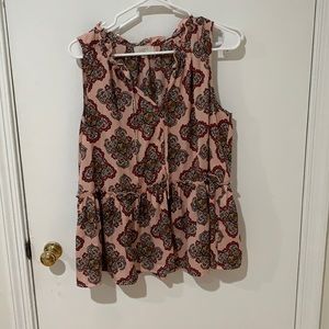 Pink floral tank blouse